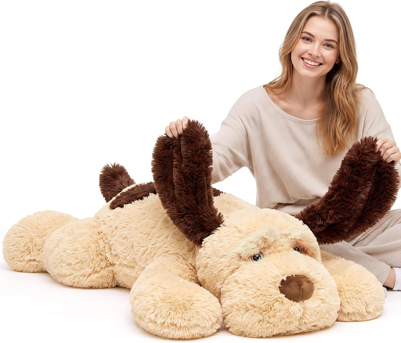 Juexica - Perro gigante de peluche de 48 pulgadas, color marrón cla...