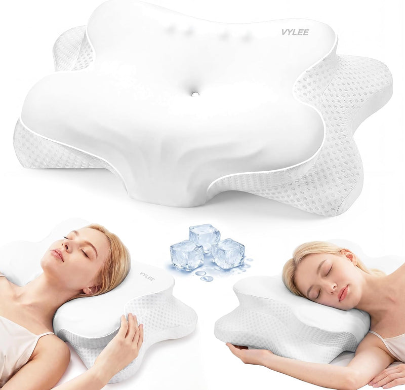VYLEE Almohada cervical para el cuello, almohada de contorno de esp...