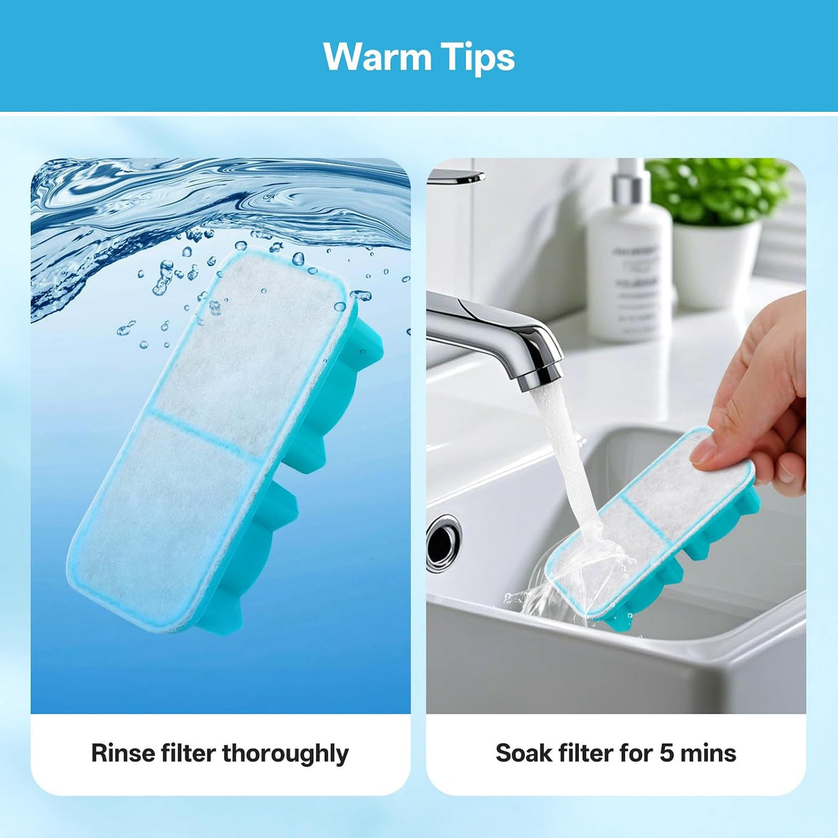 6 fliters + 6 esponjas solo compatibles con fuente de agua inalámbr...