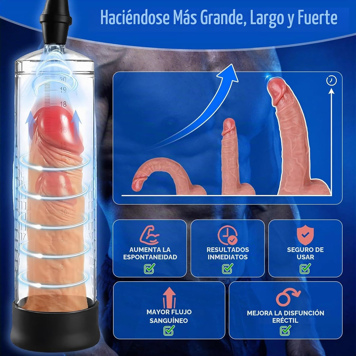 Bomba de pene bomba de coño 2 en 1 juguete para adultos, extensor d...