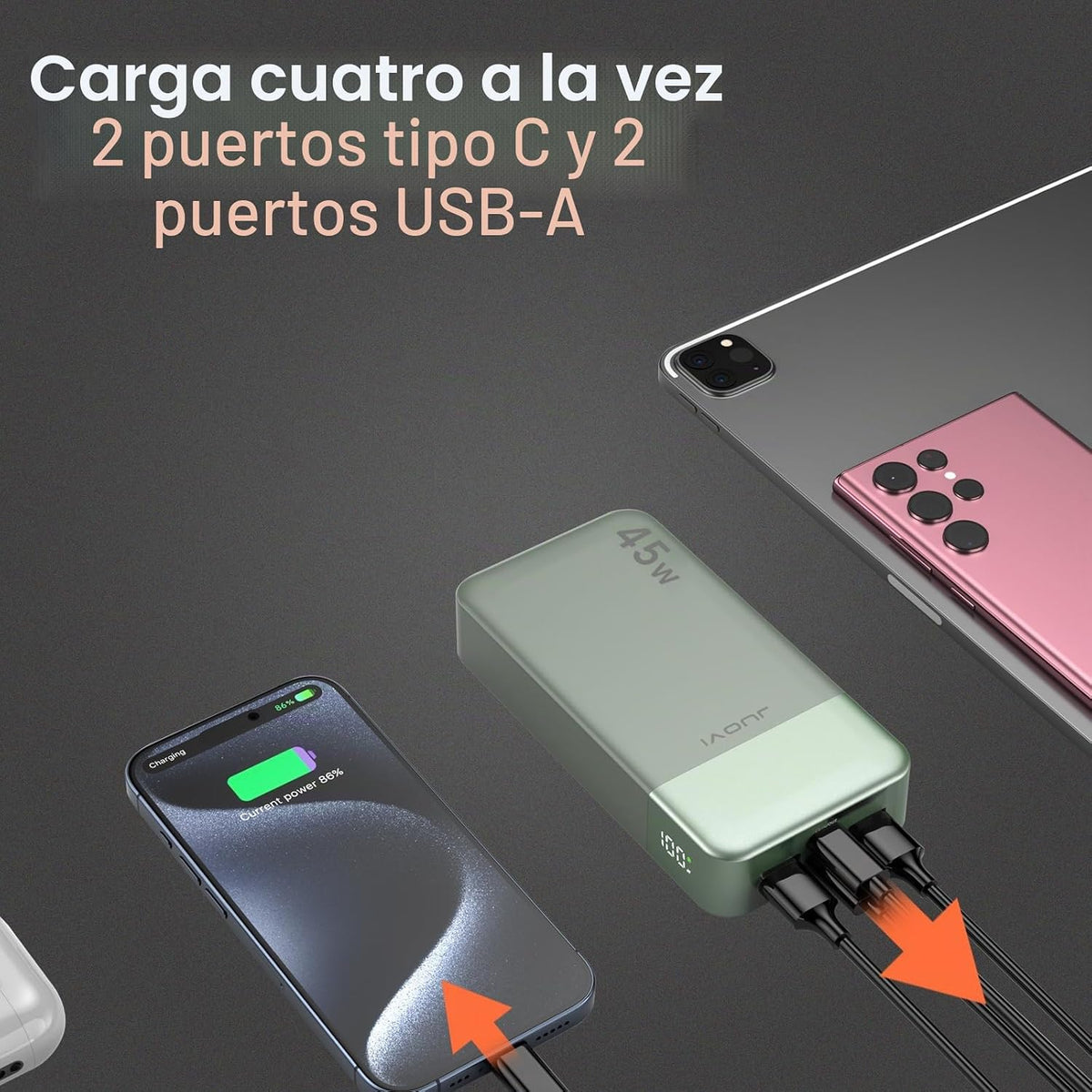 Cargador portátil JUOVI 45W 20000mAh banco de energía de carga en a...