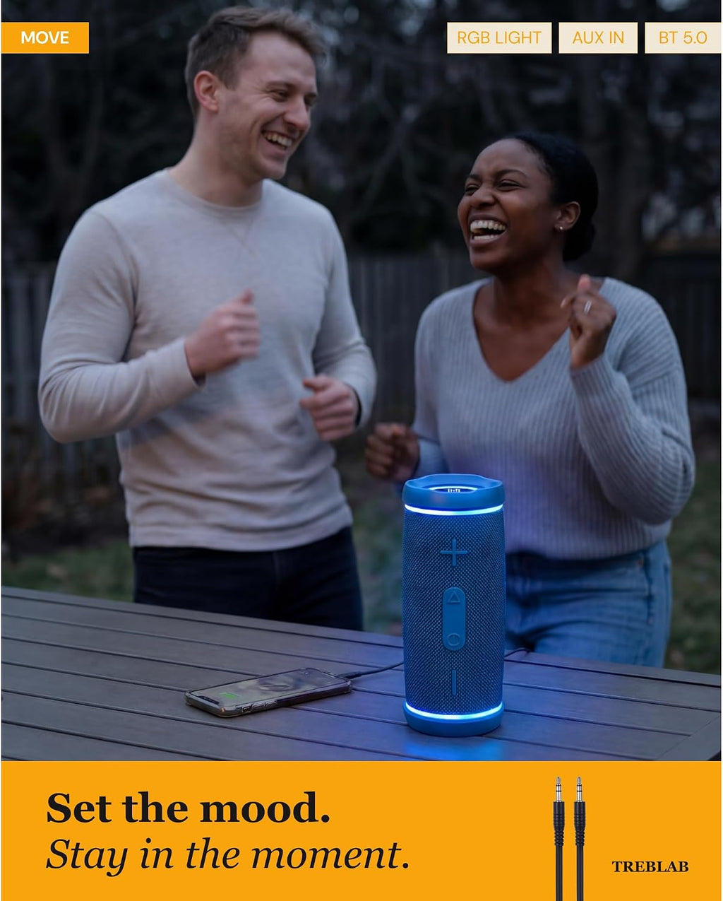 TREBLAB HD77 Altavoz Bluetooth impermeable, graves profundos de 30...