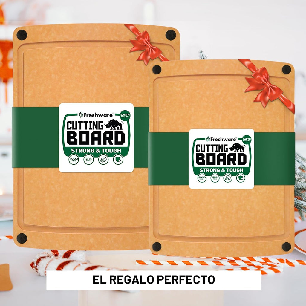 Freshware Tablas de cortar de madera para cocina, ranura para jugos...
