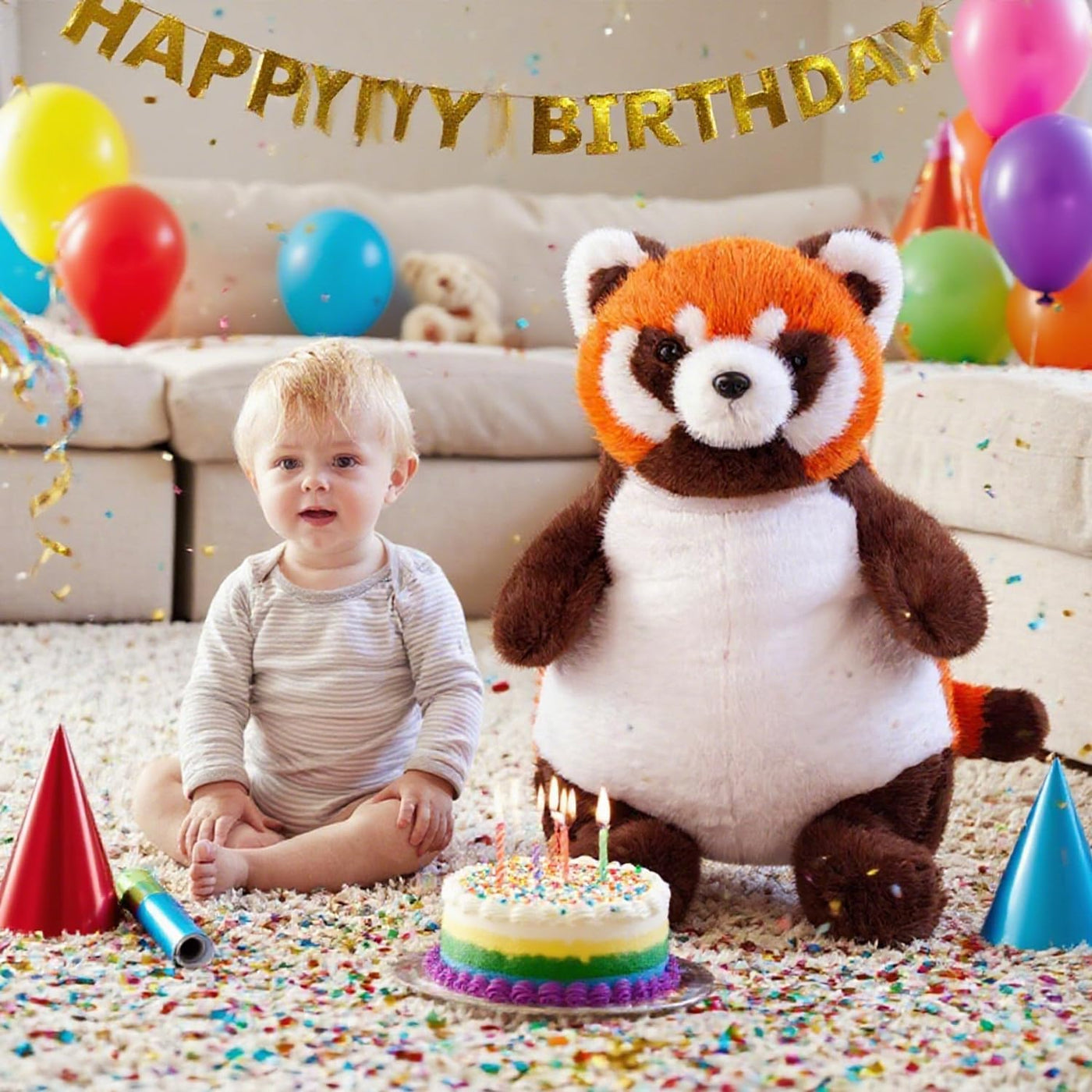 ARELUX Almohada de peluche gigante de 22 pulgadas de panda rojo gra...