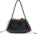 olso pequeño tejido para mujer, bolso de hombro de piel vegana, bolsa de mano holgada con bolsa interior con cordón, bolso para las axilas