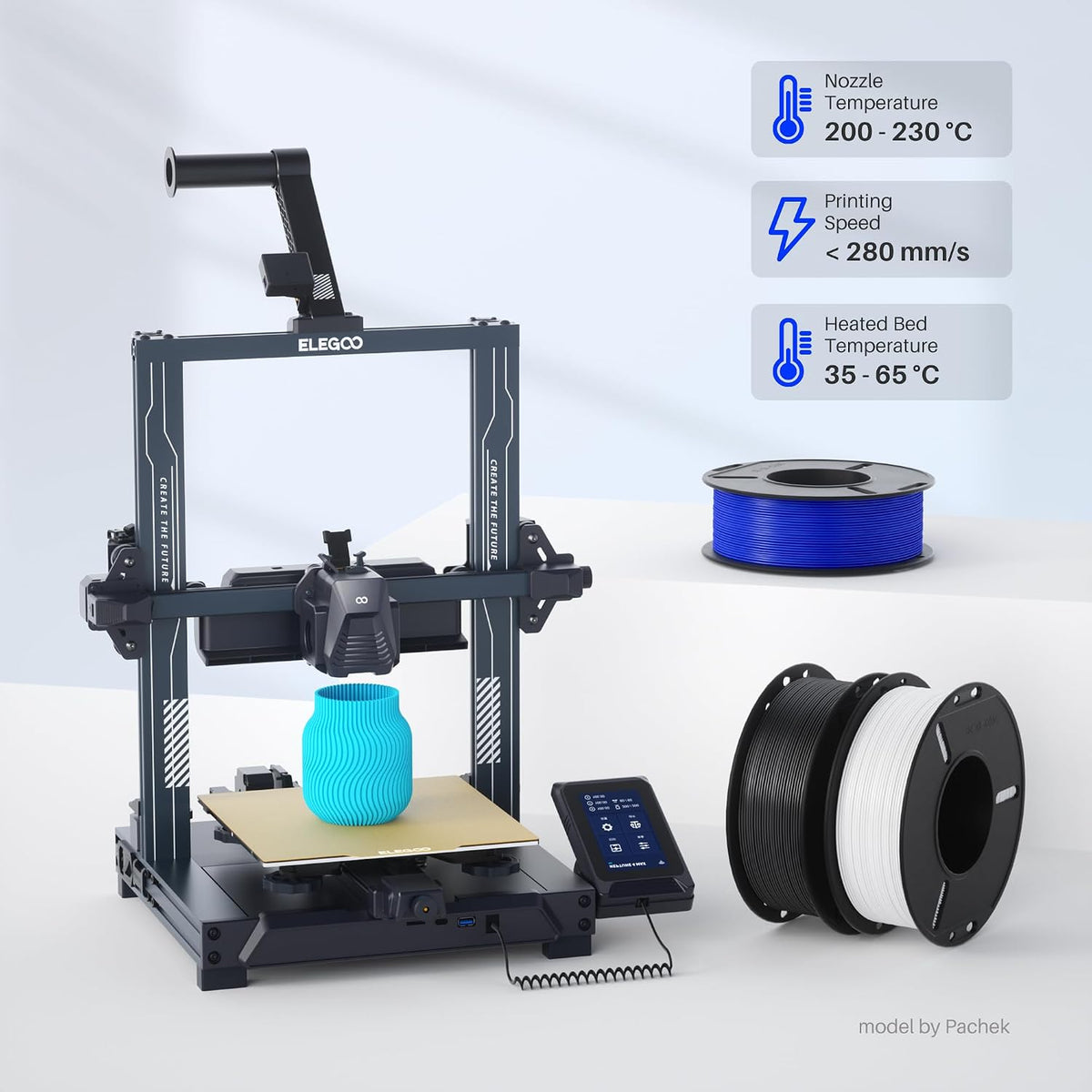 ELEGOO Paquete de filamentos para impresora 3D PLA+ de 0.07 in, 8.8...