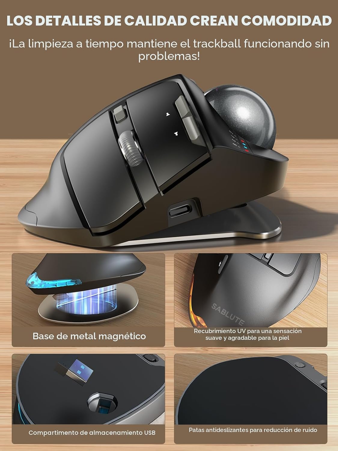 Ratón inalámbrico ergonómico, ángulo ajustable recargable de 0°\/18...