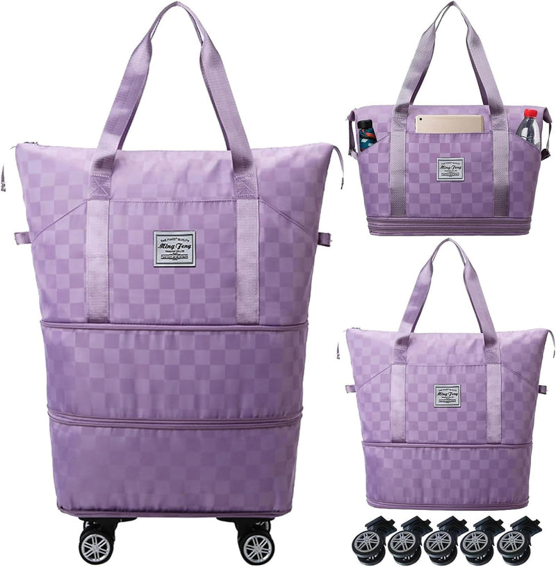 Maletas de Lona Plegables Expandibles, Ruedas Giratorias Desmontabl...
