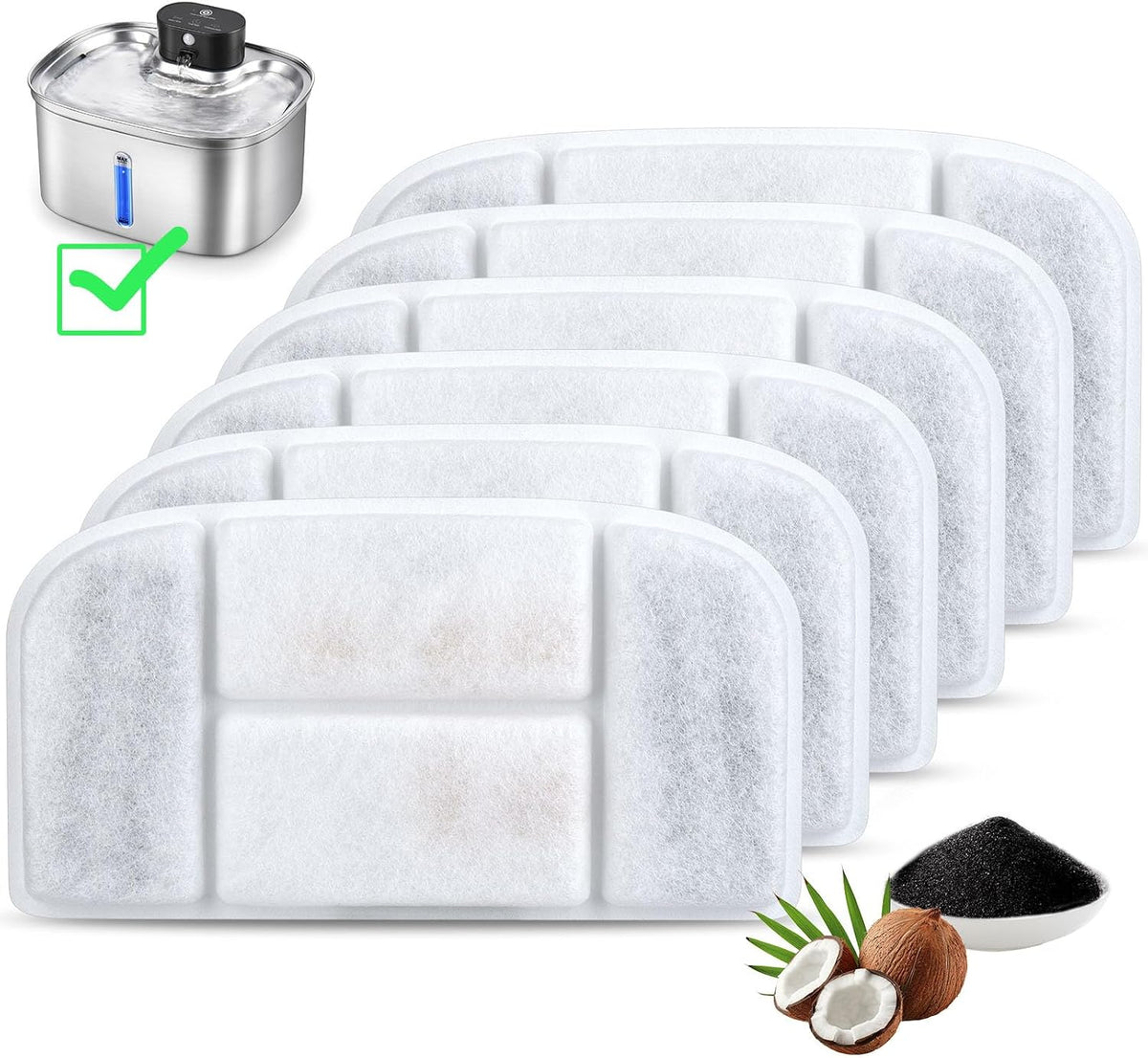 BOORCA Filtros para Fuente de Agua Inalámbrica para Gatos de 5L, 6...