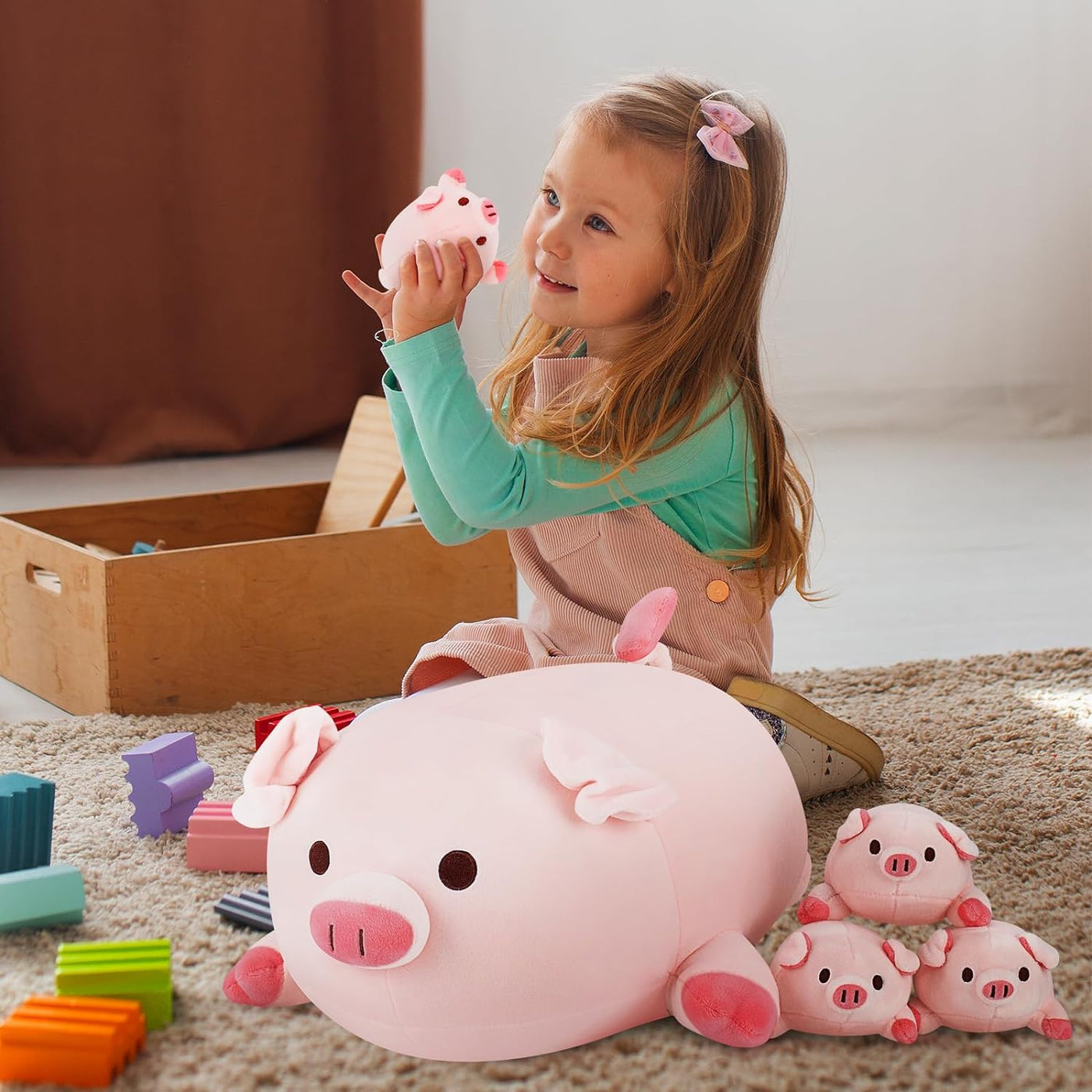 Achwishap 5 Piezas Familia de Cerdos, Cerdo de Peluche Mamá con 4 B...