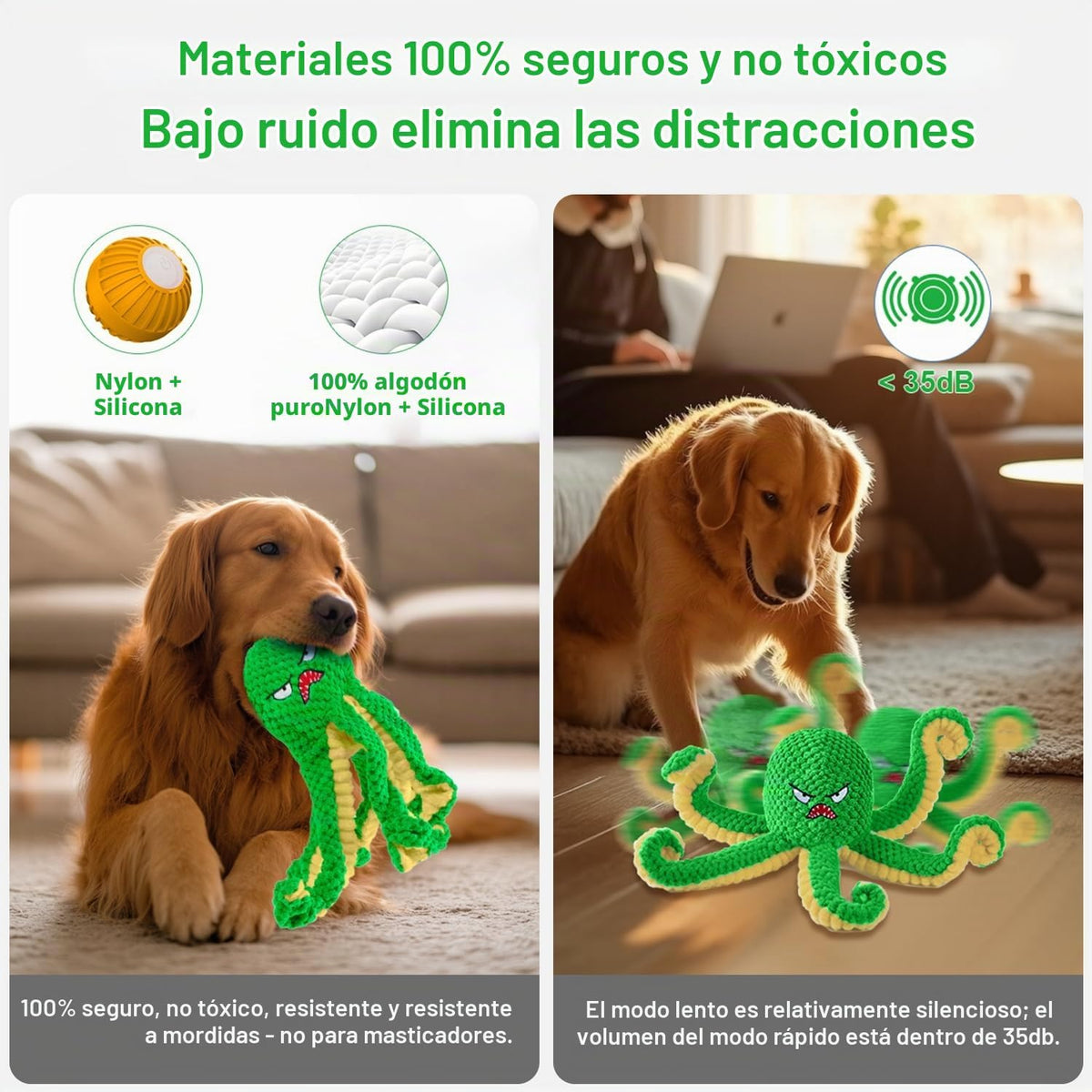 Qraxond Juguetes Interactivos para Perros Pulpo, Juguete Automático...