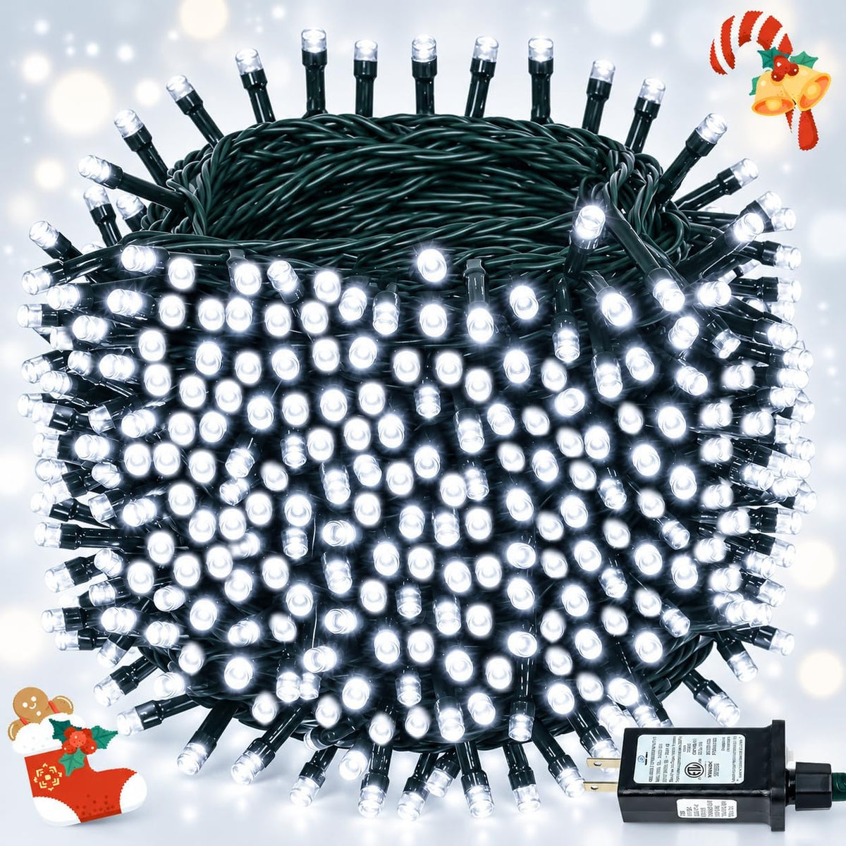 Guirnalda de luces de Navidad extralargas de 165 pies con 500 luces...