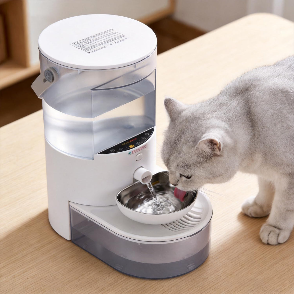 Fuente de agua inalámbrica para gatos, aguas residuales inalámbrica...