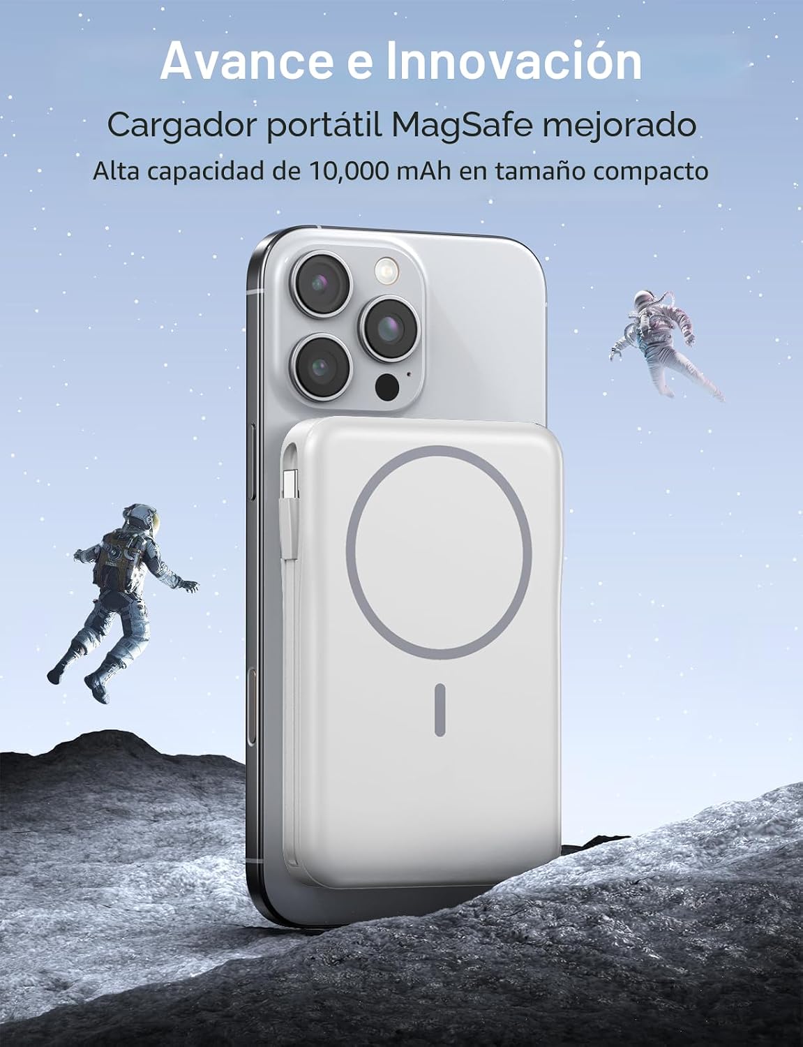 Cargador portátil magnético 10000mAh, banco del poder 20W con cable...