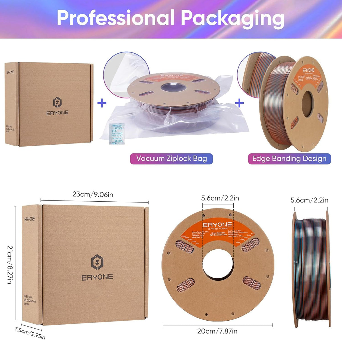 ERYONE HS Seda de Cuatro Colores Filamento PLA para Impresora 3D de...