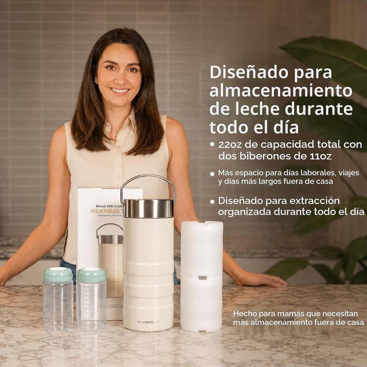 KEKHEALTH Enfriador de leche materna de acero inoxidable de 22 onza...