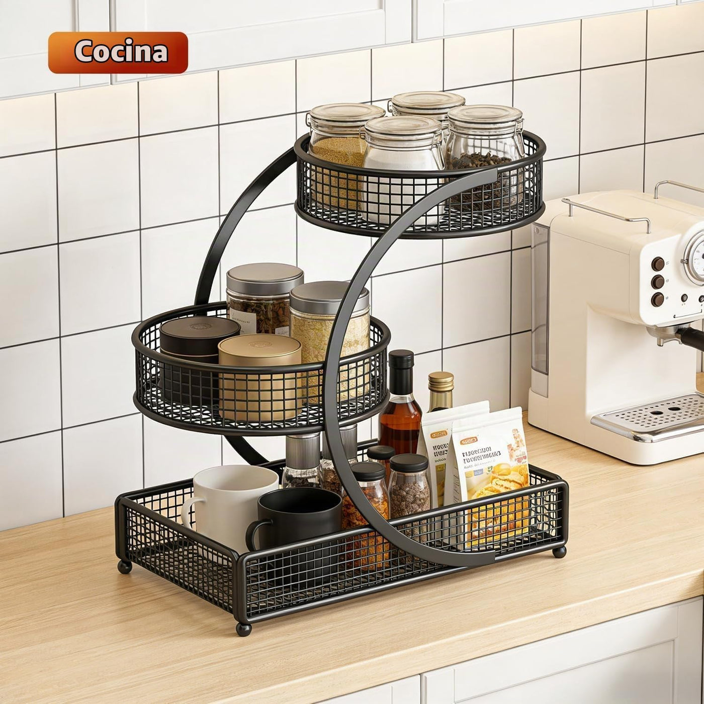 Organizador de maquillaje para tocador, 3 niveles de baño, dormitor...