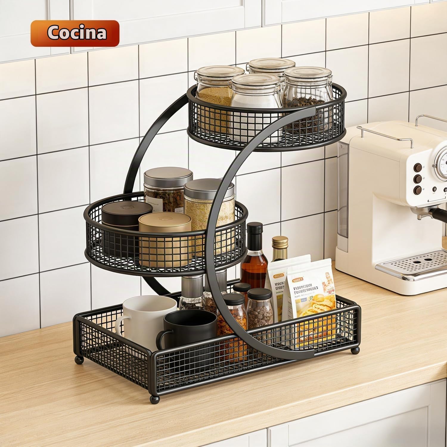 Organizador de maquillaje para tocador, 3 niveles de baño, dormitor...