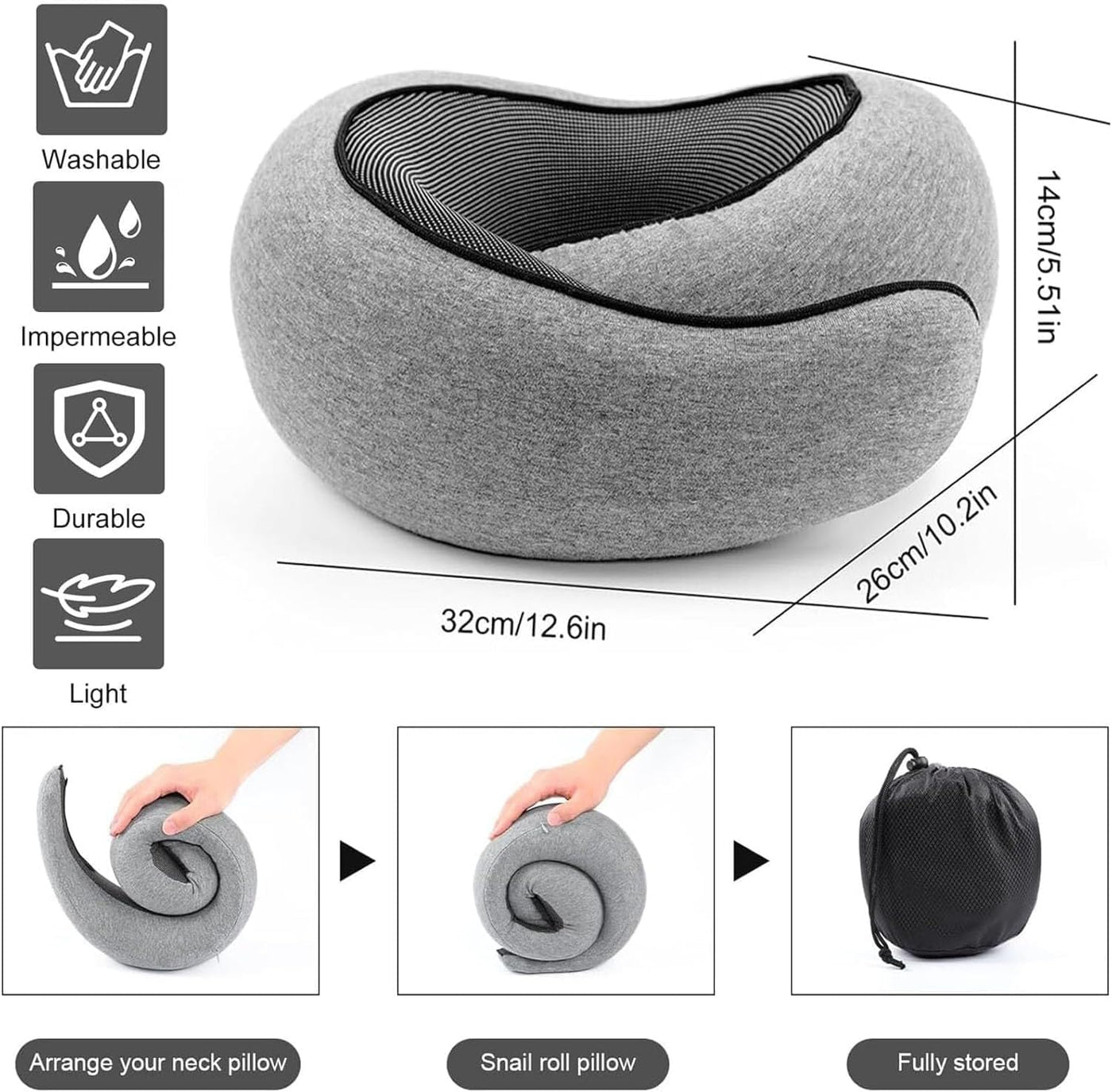 WEERSHUN Almohada de viaje para aviones, almohada de cuello de espu...