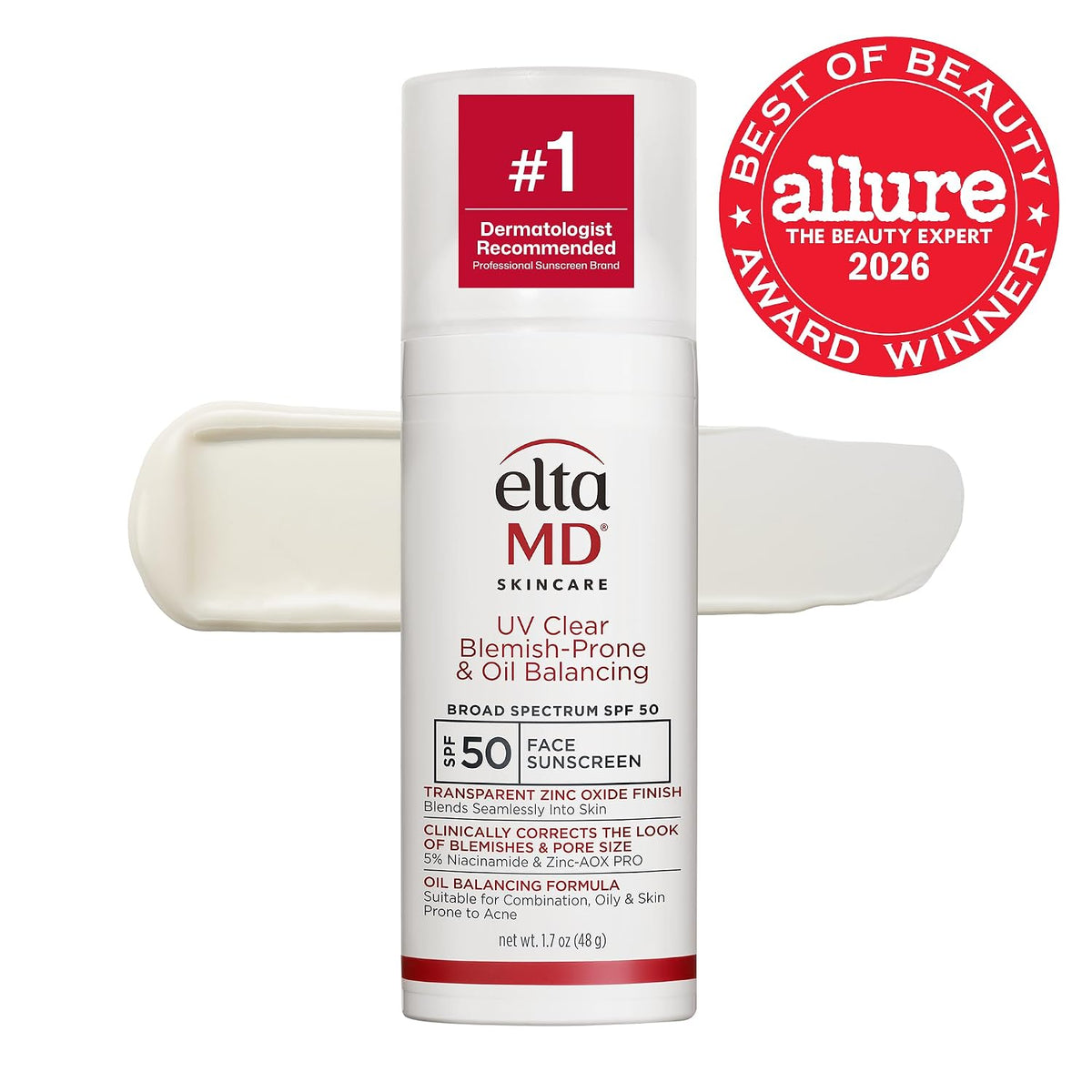 Protector solar facial transparente UV EltaMD con óxido de zinc, si...