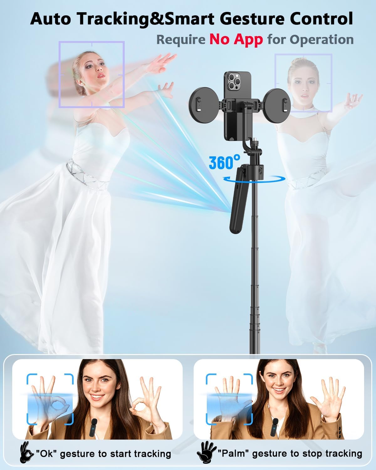 Kit de Vlogging para iPhone\/Android, trípode de seguimiento facial...