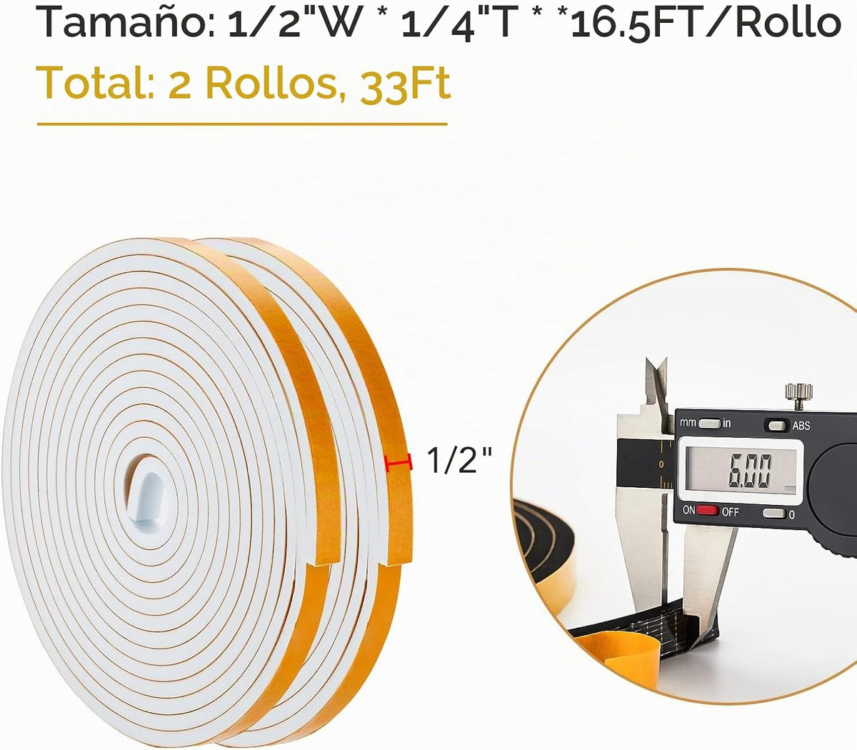 33 pies de burlete para puerta, sello de 1\/2" de ancho x 1\/4&...