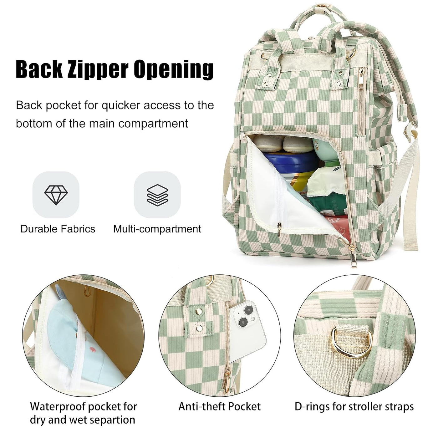 Mochila para pañales de bebé Dezcrab para mamá, bolsa de pañales de...