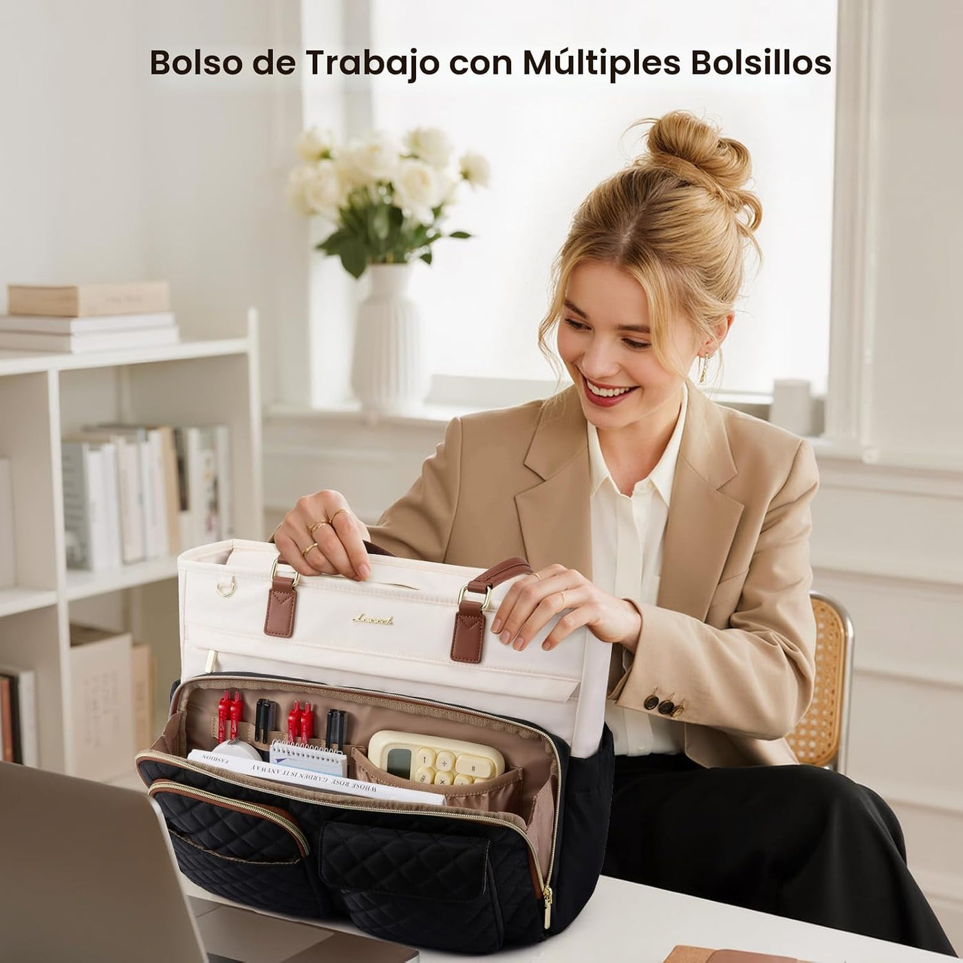 LOVEVOOK Bolsa de mano para profesora para mujer, bolsa para comput...