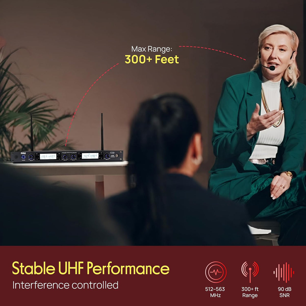 Pyle Sistema de micrófono inalámbrico UHF de 4 canales con 4 micróf...