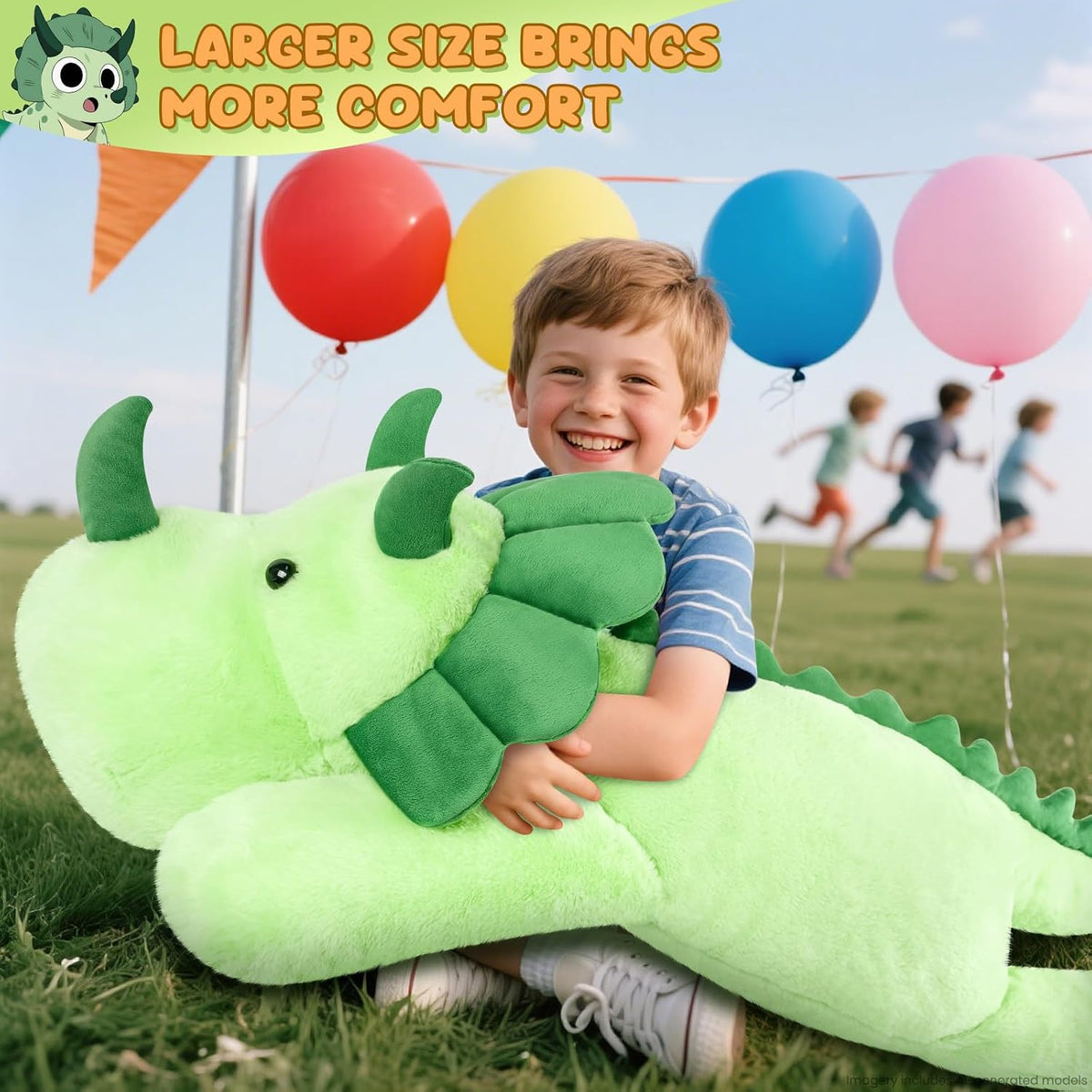 SuzziPals Triceratops de peluche gigante de 43 pulgadas, animal de...