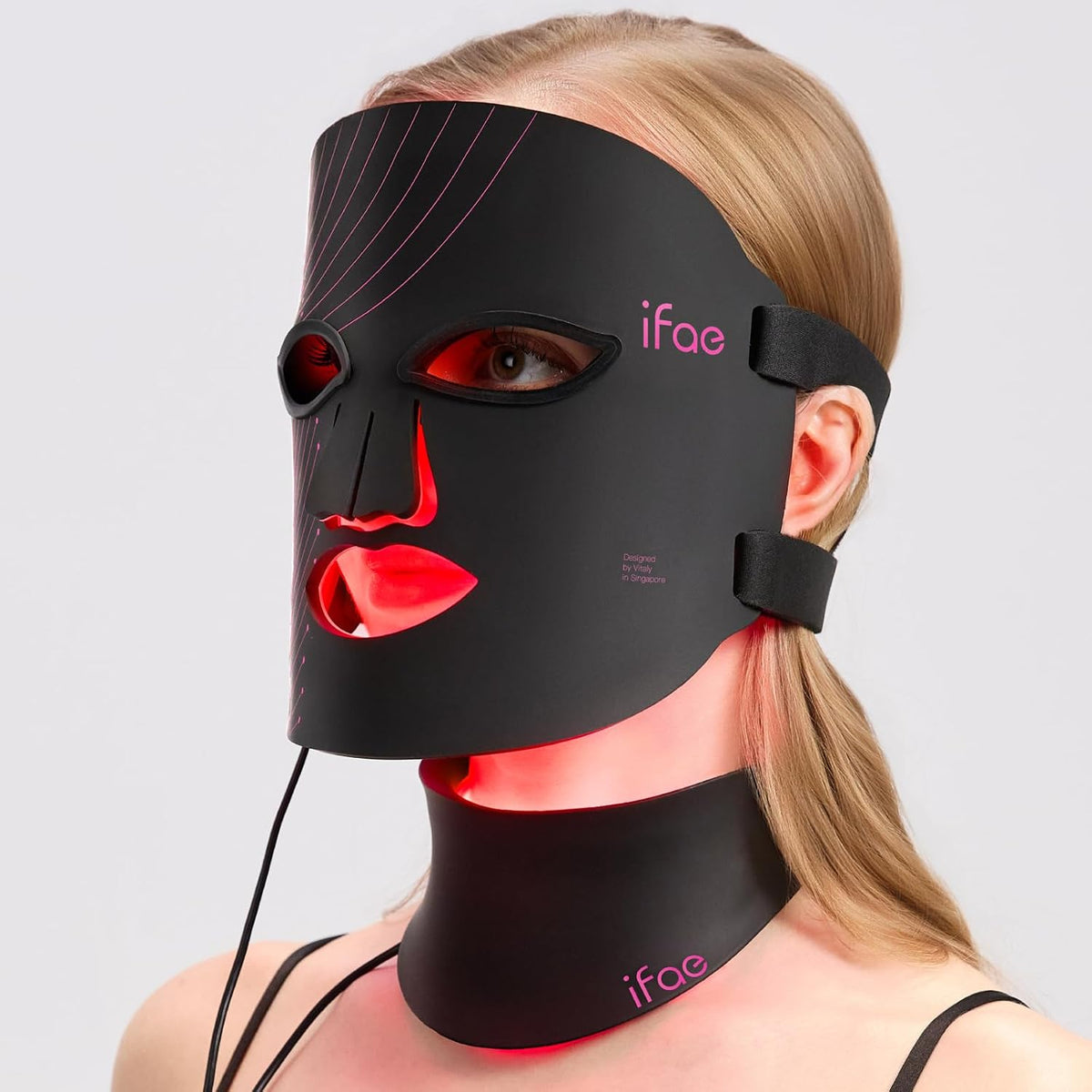 IFAE Máscara de terapia de luz roja para cara y cuello con 396 LED...
