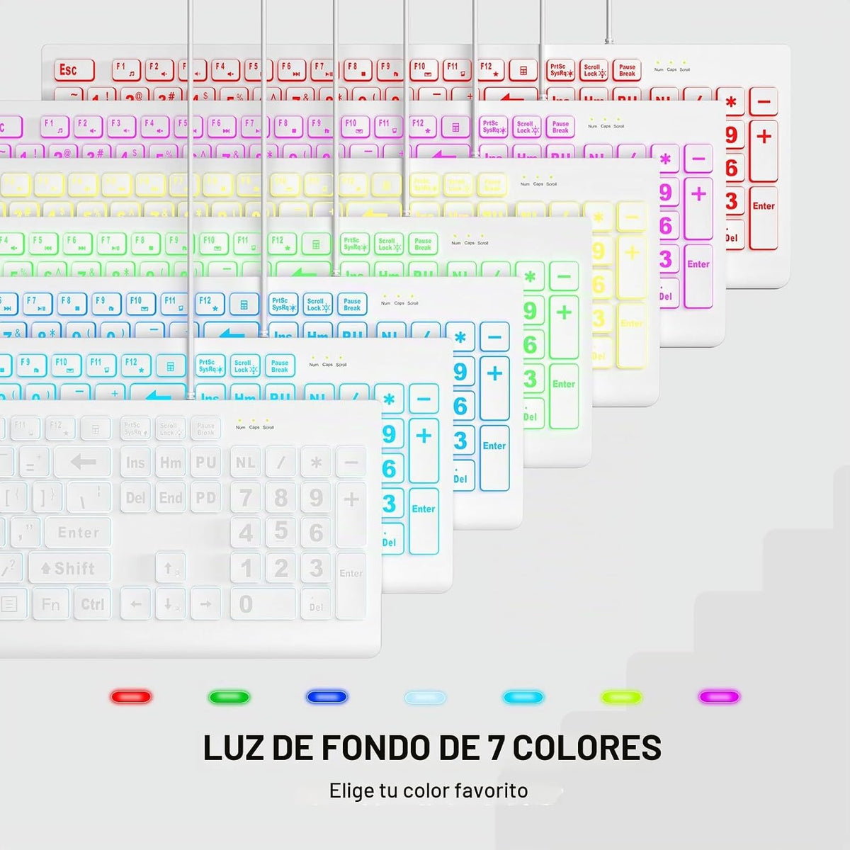 SABLUTE Teclado retroiluminado de impresión grande, teclados de com...