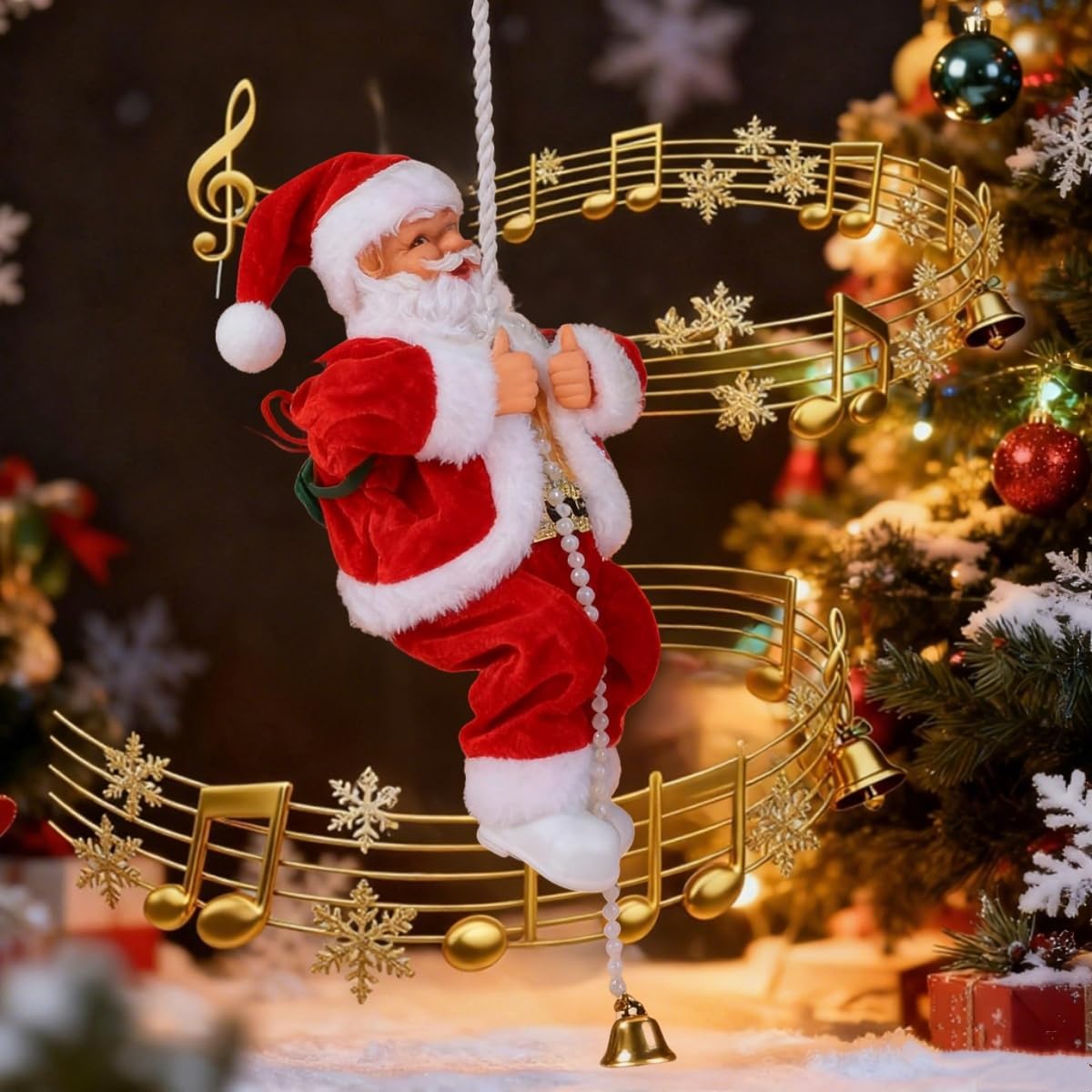 Colgante de árbol de Navidad musical de Papá Noel eléctrico para es...