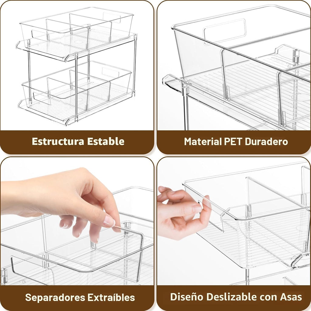 Fabspace Organizador Extraíble para el Hogar, Paquete de 2 Organiza...