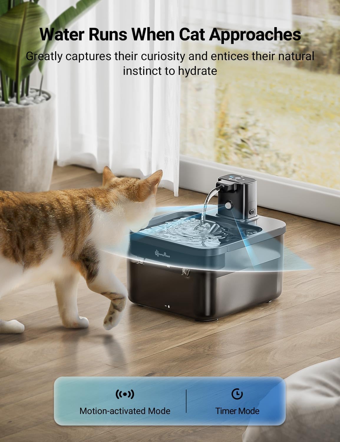 Fuente de agua para gatos DownyPaws Inalámbrica, 84oz\/2.5L Fursink...