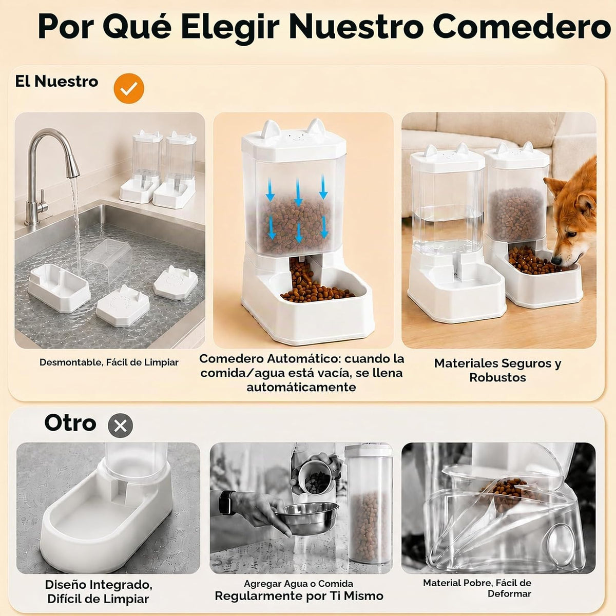 Alimentador de alimentos para mascotas 2 en 1 y dispensador de agua...