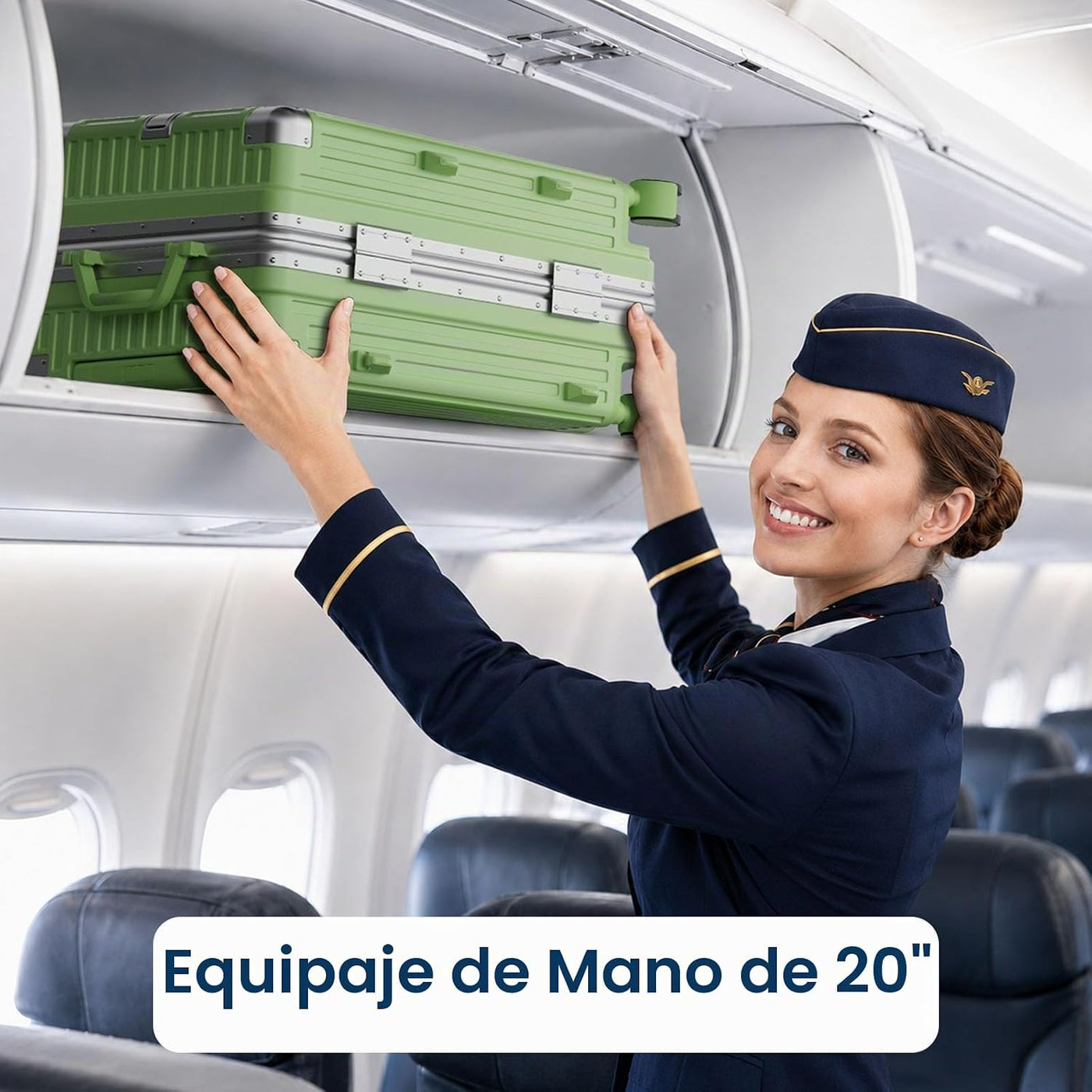 Faqy Z Equipaje de mano, maleta rígida sin cremallera, verde fruta,...