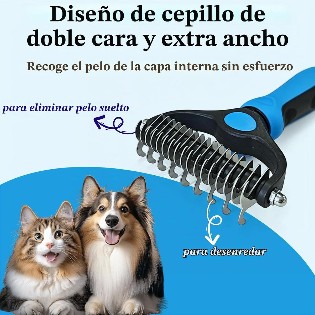 Peine desenredante para mascotas para perros y gatos, rastrillo de...