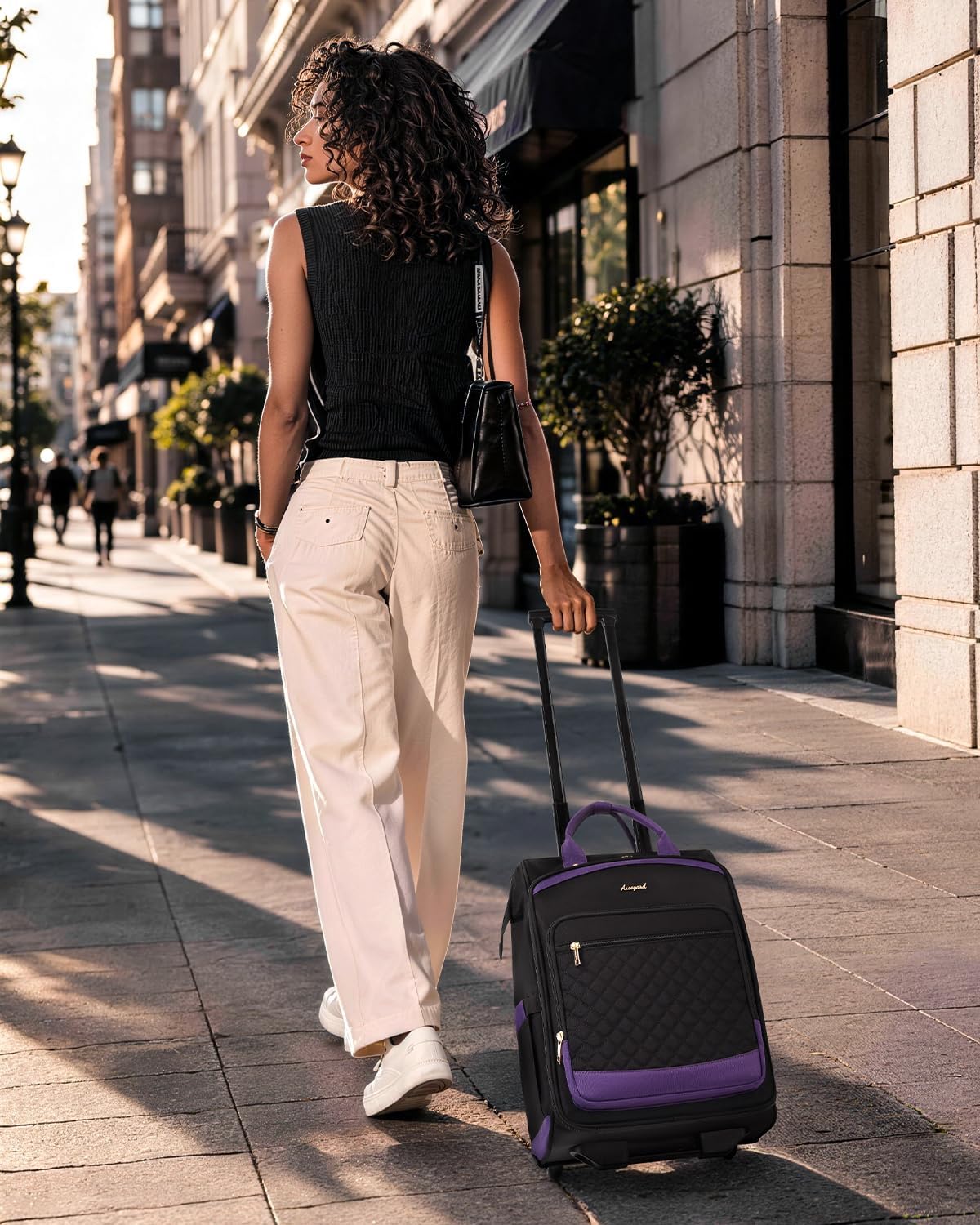 Arcoyard Mochila con ruedas para mujer, mochila de viaje de 16 pulg...