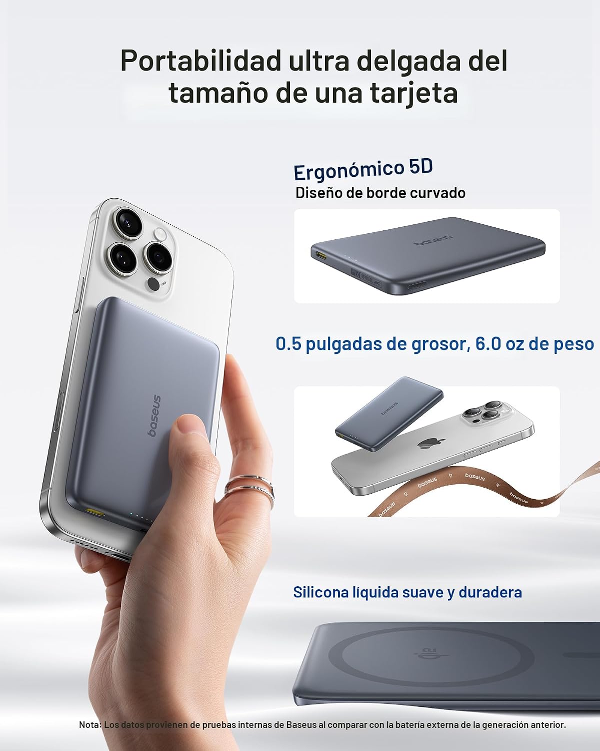 Baseus Picogo - Cargador portátil Magsafe, Qi2 15 W 0.5 pulgadas, u...