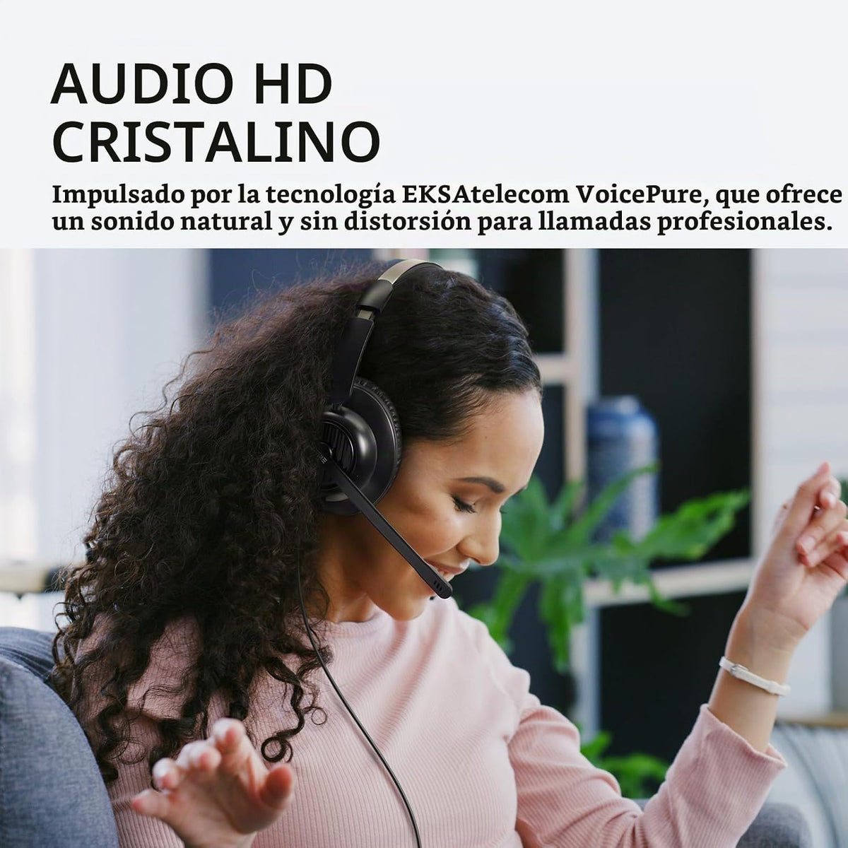 EKSA H8 - Auriculares USB con micrófono para trabajo, auriculares e...