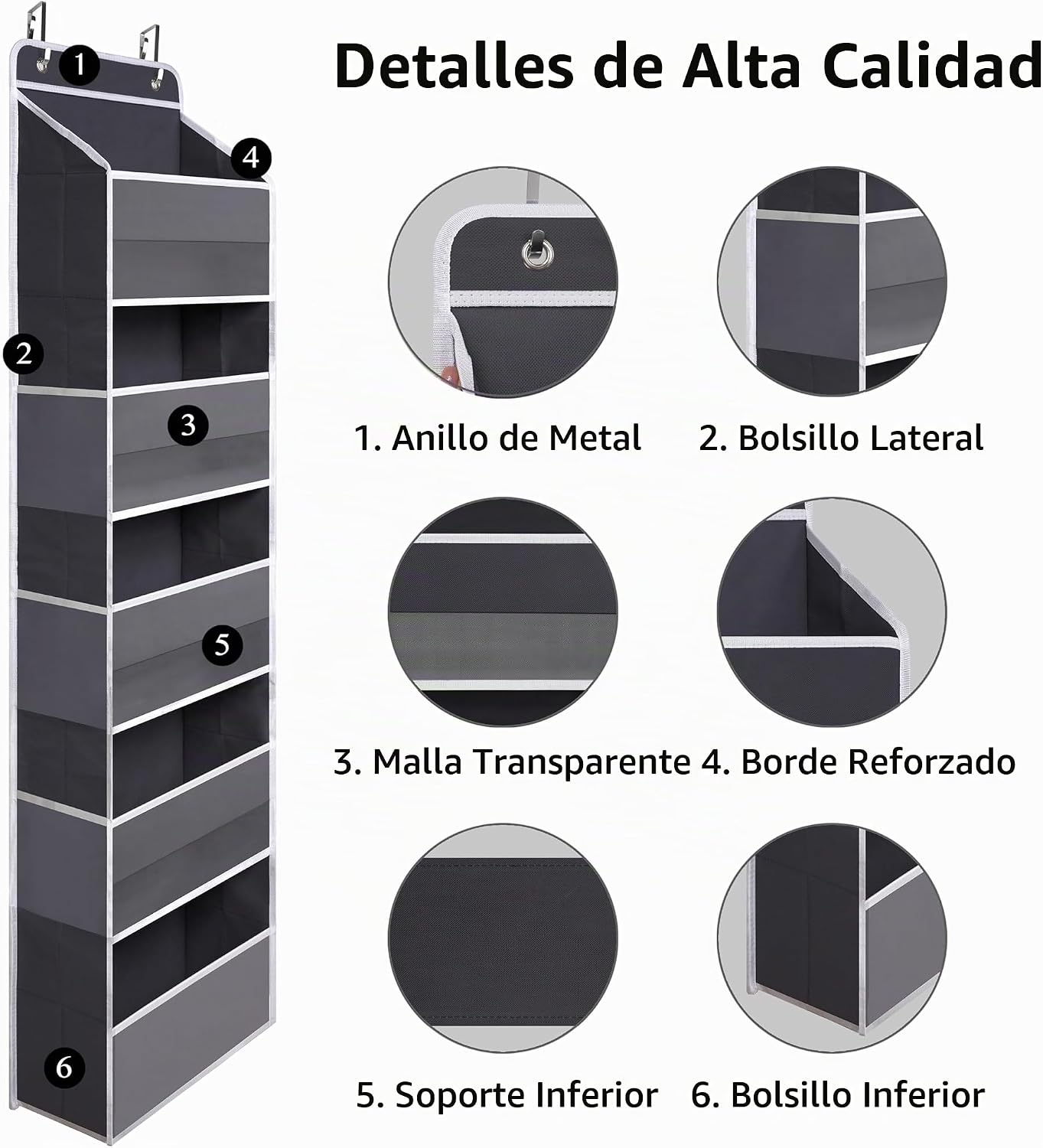 TYMENSH Organizador para colgar sobre puerta con 5 bolsillos grande...