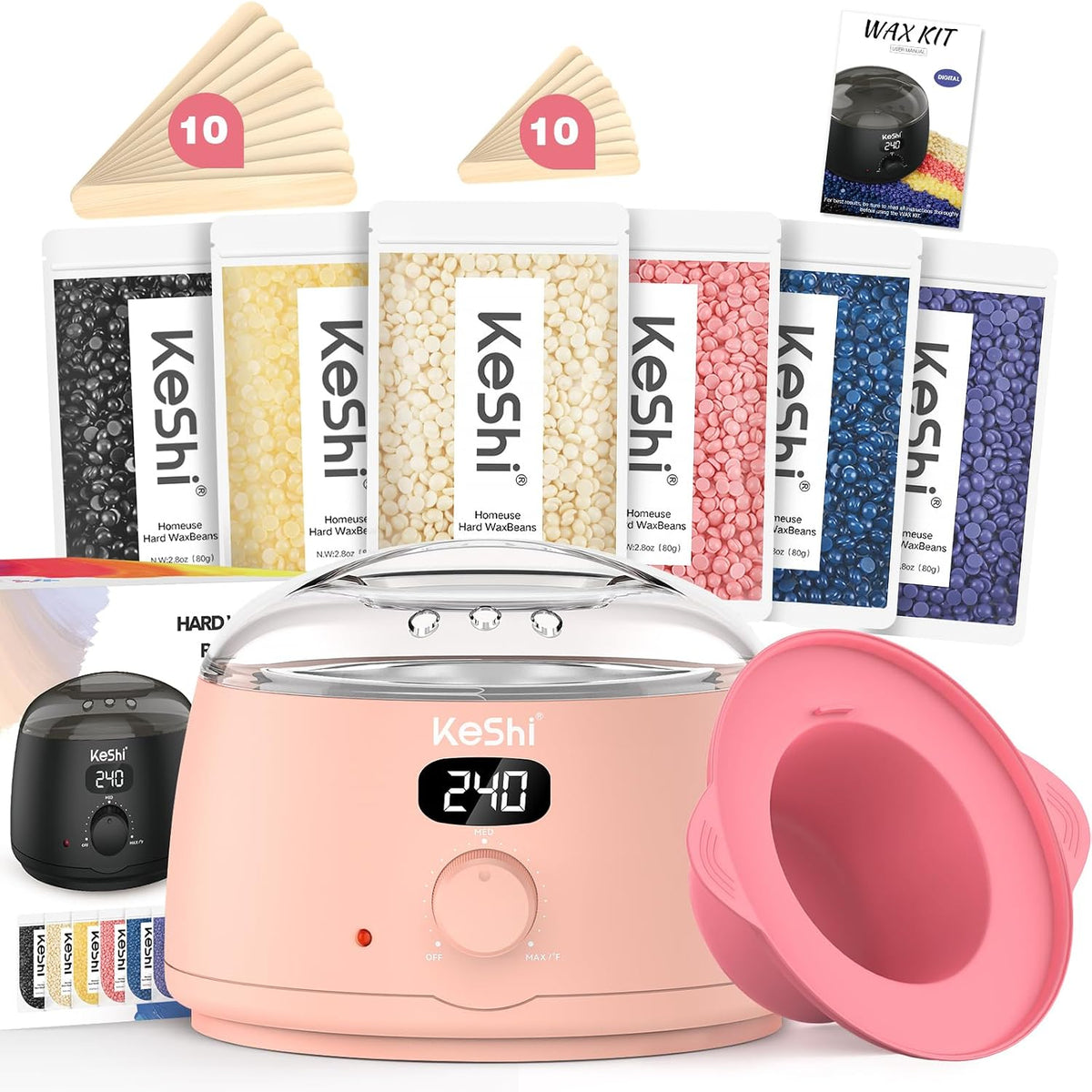 Kit de cera KeShi para mujeres y hombres, calentador de cera digita...