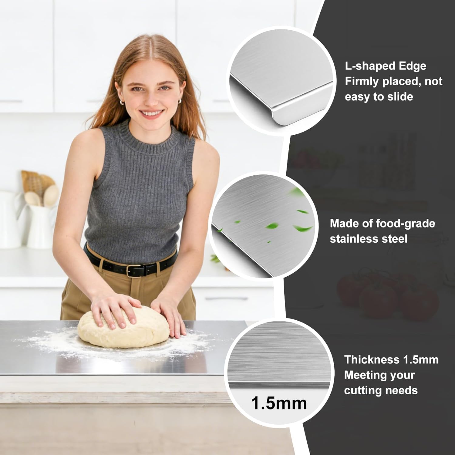 Tabla de cortar de acero inoxidable, tabla de cortar de metal extra...