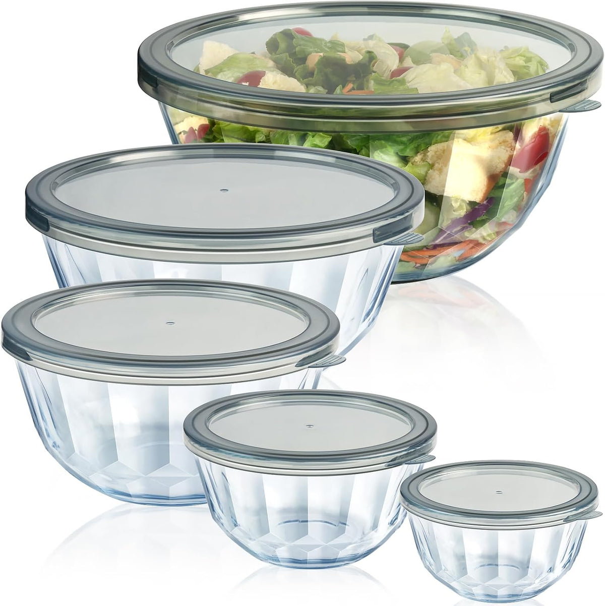 Juegos de cuencos de mezcla Freshmage con tapas herméticas, 5 paque...