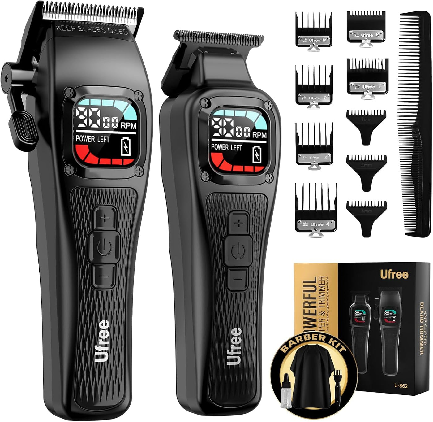 Ufree Cortapelos para hombres, motor sin escobillas de 9000 RPM, cu...