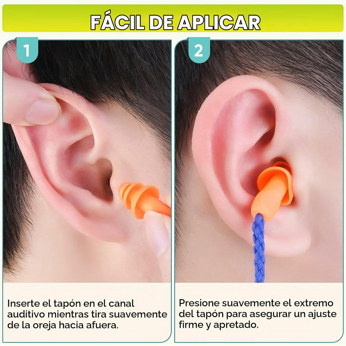 TICONN 12 pares de tapones para los oídos reutilizables de silicona...