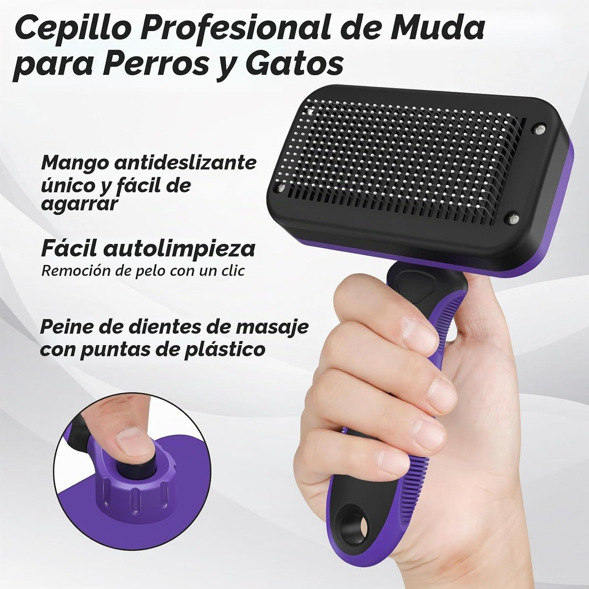2 cepillos de limpieza autolimpiante y peine para perros, herramien...