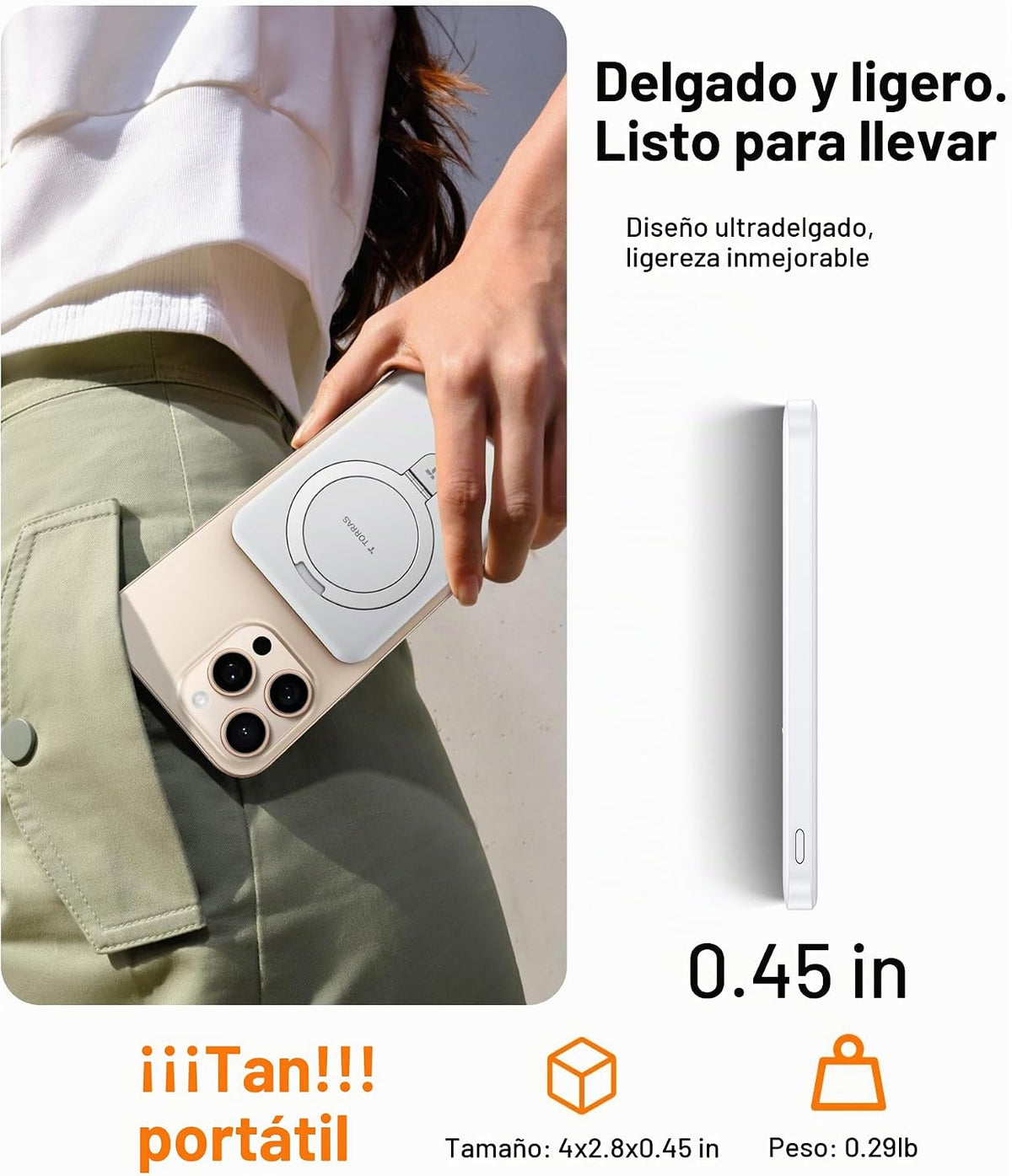 TORRAS - Cargador portátil para iPhone 18 Pro Max, banco de energía...