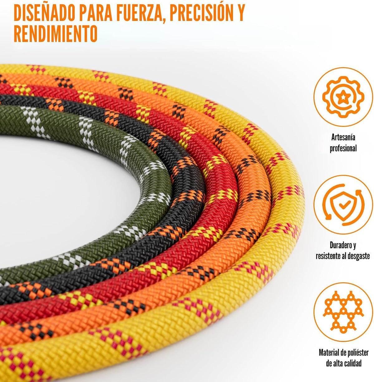Cuerda de aparejo de arborista de doble trenzada, 3\/8 pulgadas x 1...